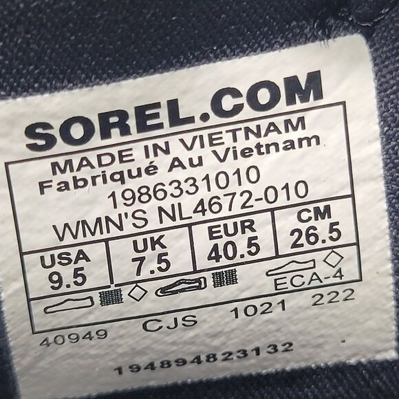 Sorel Explorer Blitz Stride Womens Sneaker Size 9.5 Lace Black Gray Knit Slip On - Picture 8 of 9